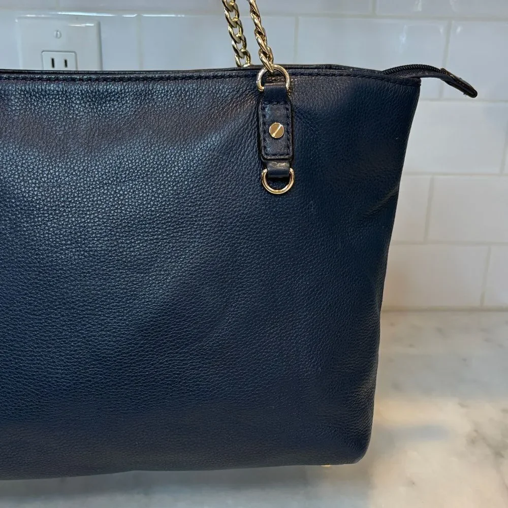Michael Kors Bag Purse Handbag Leather Pebbled Chain Link Shoulder Tote Bag